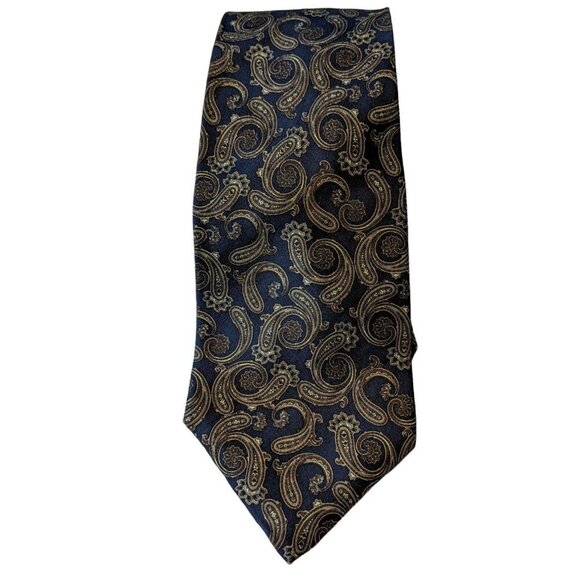 Vintage Ralph Lauren Chaps Pure Silk Neck Tie Black Brown Paisley Office Classic - Picture 3 of 5